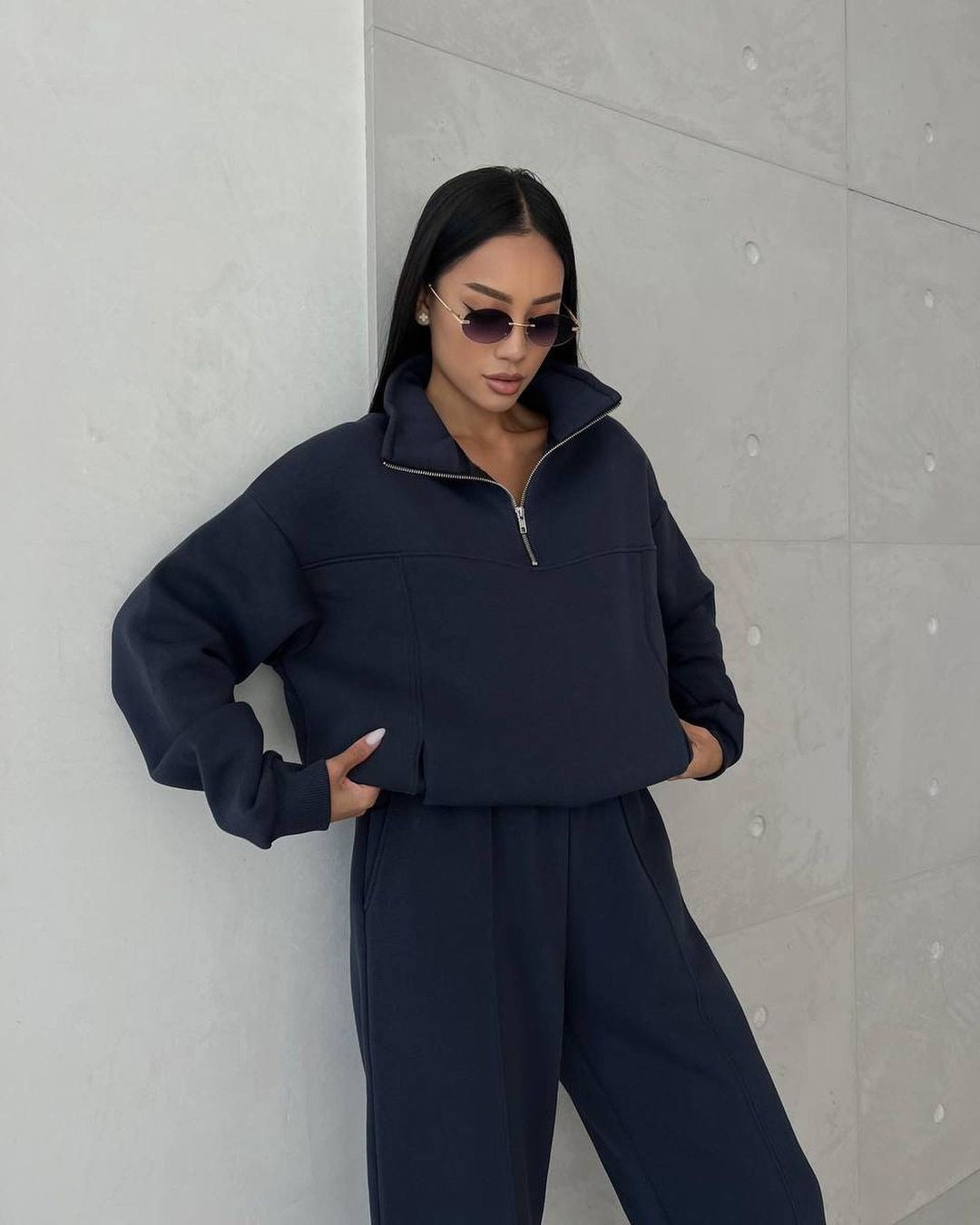 Contrast-Trim Jogging Set