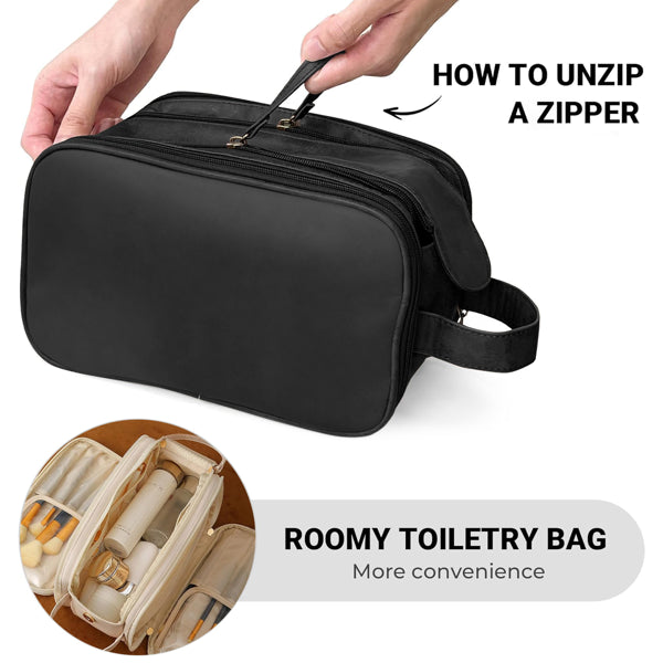 Large Capacity Cosmetic Organizer ,Travel Makeup Bag Organizer, Large Capacity Toiletry Bags For Traveling, Flat Open Waterproof PU Leather Cosmetic B