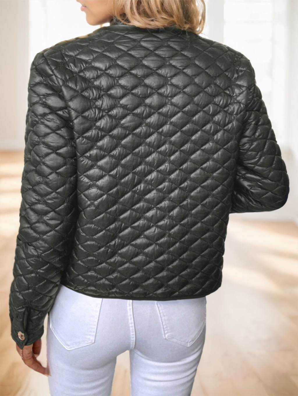 Clasi Elegant Diamond-Quilted Plus Size Women's Winter Short Padded Coat