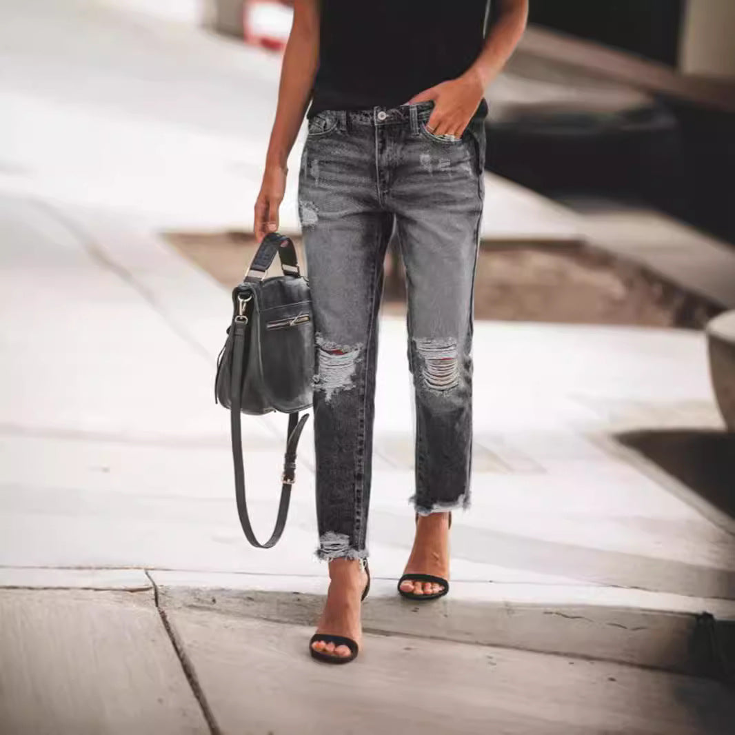 Distressed Vintage Straight-Leg Jeans