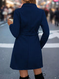 Belted Mid-Length Stand-Collar Coat