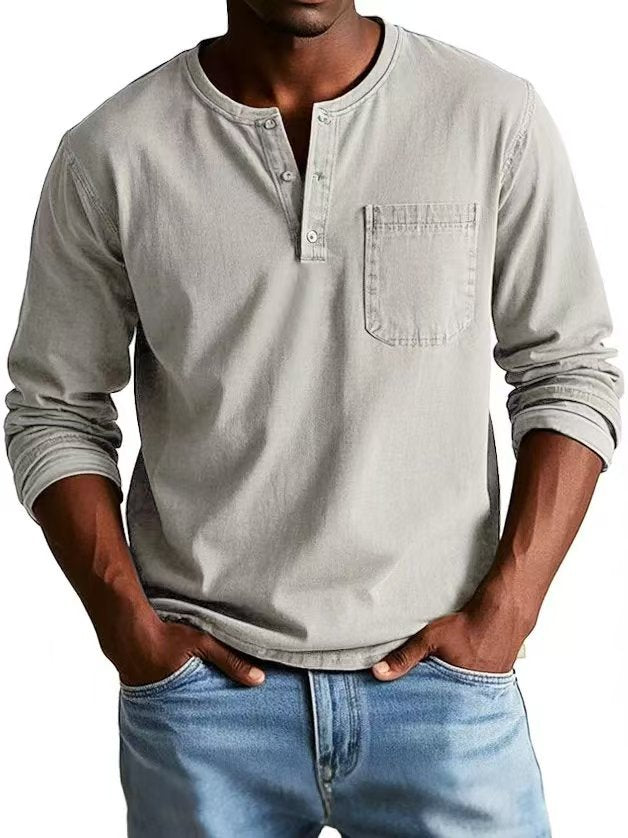 Button V-Neck Long-Sleeve Tee product image