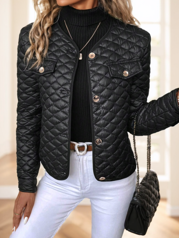 Clasi Elegant Diamond-Quilted Plus Size Women's Winter Short Padded Coat