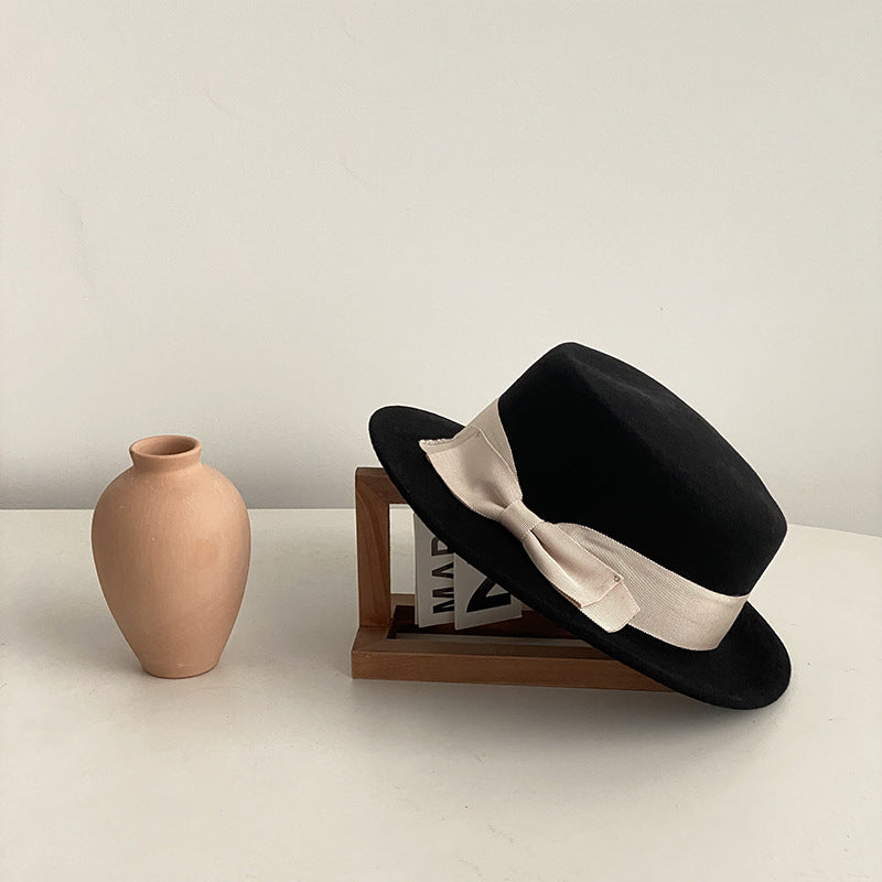 Bow-Accent Flat-Brim Cap