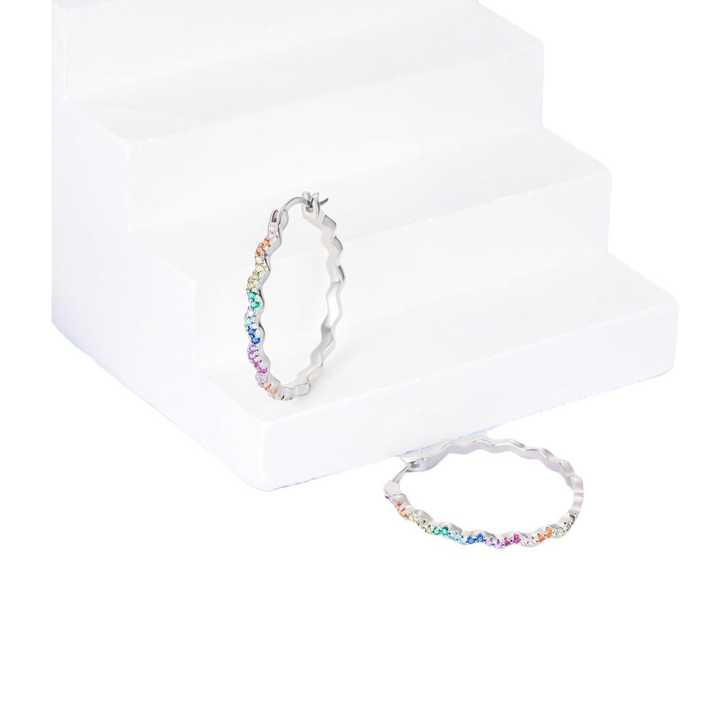 Wave-Shaped Rhinestone Earrings product image