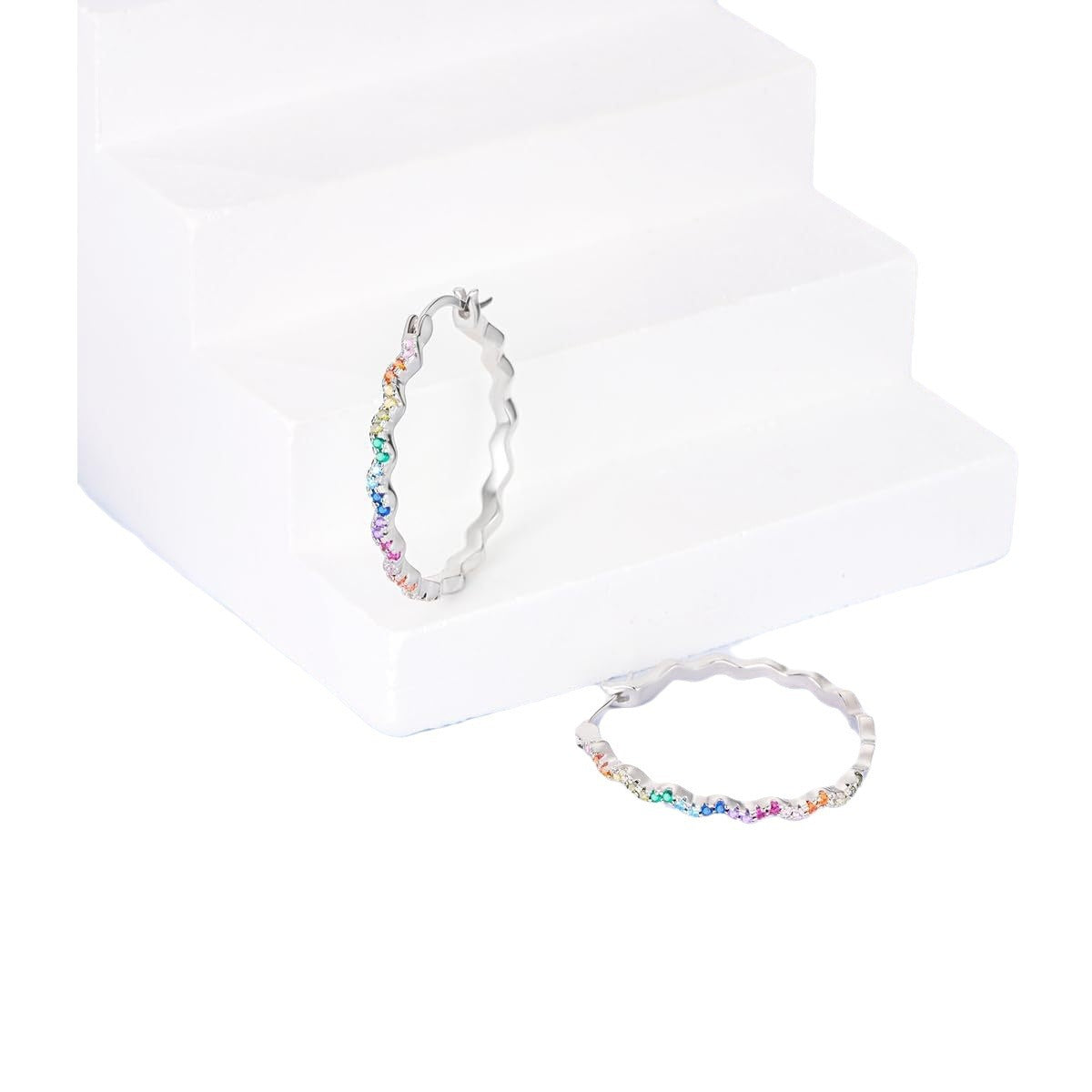 Wave-Shaped Rhinestone Earrings product image