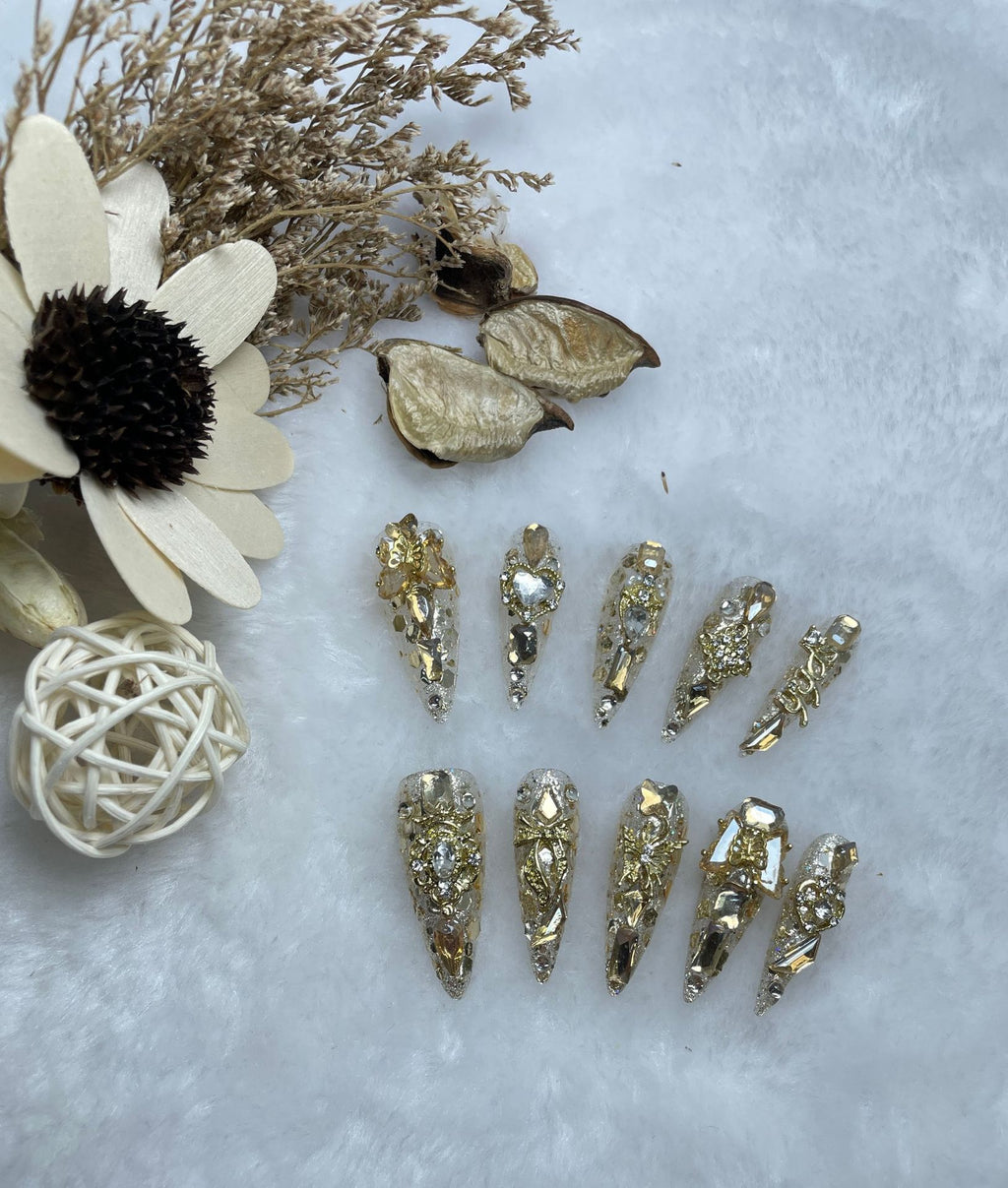 color:Handmade Wear Nail Luxury Elegant Advanced Heavy Industry Long Manicure Long Tip S