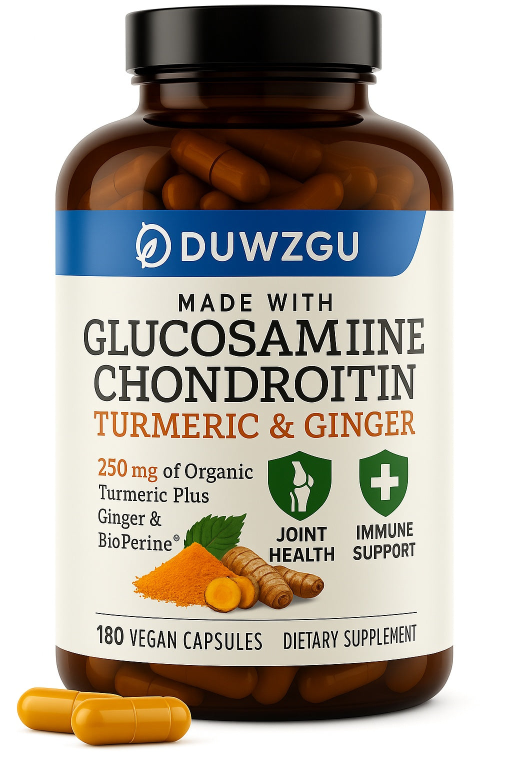 color:Glucosamine Chondroitin Ginger Yellow Tablets 180 Tablets Per Bottle